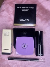 Chanel Powder Brush Retractable Kabuki Brush + Lip Brush + Purple Mirror In Box 