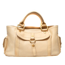 CELINE Boogie Bag Beige Leather Hand bag Authentic from JAPAN