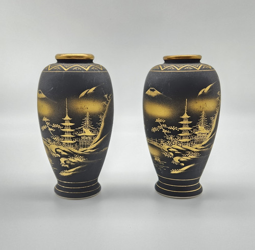 Pair japanese satsuma shuzan - pair,