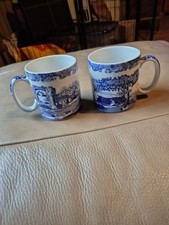 Spode Italian  blue mugs x 2