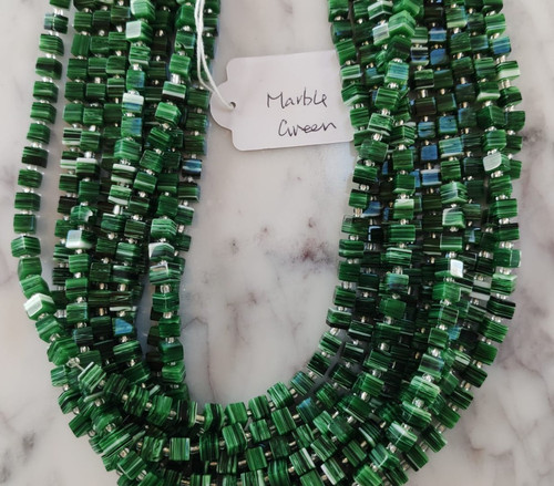 Square cube glass - beads, glazed