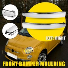 Left & Right Chrome Front Bumper Moulding Trim Strips for Fiat 500 Lower/Upper