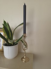 Vintage Solid Brass Double Loop Swirl Candlestick Holder