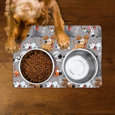 Pet Feeding Mat, Food Bowl Mat for Dogs, Puppies, Non Slip Water Floor Mat