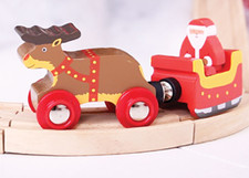 Wooden Train Santa Reindeer Sleigh Xmas Christmas Bigjigs.