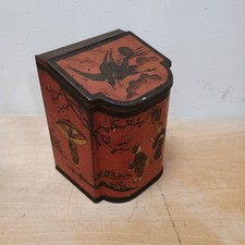 Antique tea caddy tin Japanese decoration