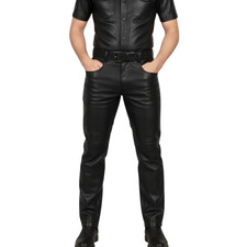 Mens Real Leather Black Biker