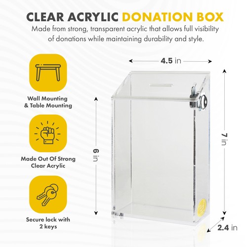 Clear acrylic donation box - clear,