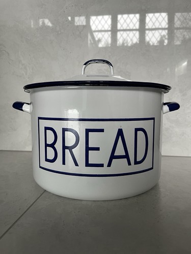 Vintage large enamel bread bin - vintage,