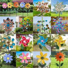 Metal Wind Spinners Windmills for Garden Decorative Kinetic Metal Flower Stakes