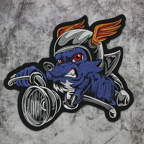 Wolf riding motorcycle large - wolf,