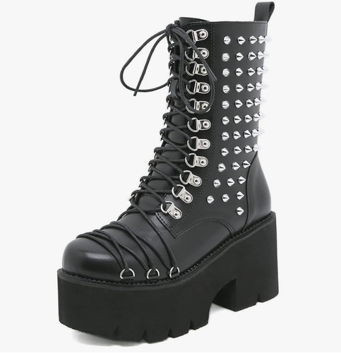 Gothic platform studded boots