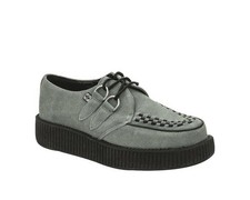 T.U.K. V8353 TUK 2-Ring Round Low Creeper Grey Suede Rockabilly