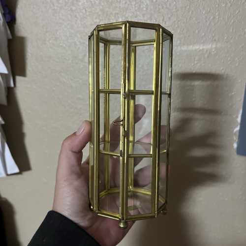 Vtg brass glass small - vtg,