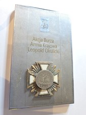 WW2 Polish Home Army Akcja Burza Case Leopold Okulicki Cross Silver Zlotych
