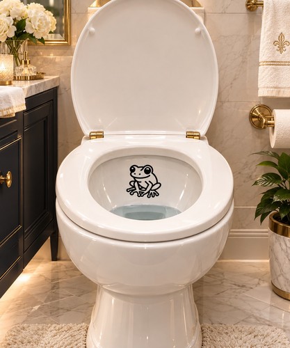 Set funny frog toilet - of,