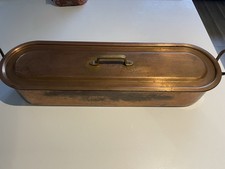 Antique French Copper Fish Kettle With Brass Handles Halmarked