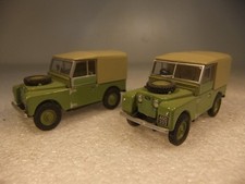 2x Land Rover Series 1 88" Canvas Back Light Green 1:76 scale Oxford VGC unboxed