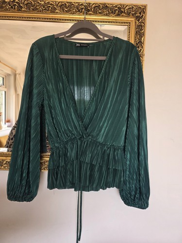 Zara emerald green pleated - zara,
