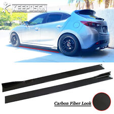 78.7" Side Skirt Rocker Panel Lip CARBON Look Body Kit For Mazda3 GS Mazda 2 5 6