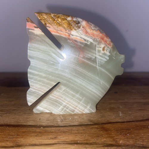 Hand carved onyx - angel, fish