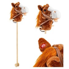 Hobby Horse Toy with Sounds, Handles and Wheels, Dark Brown
