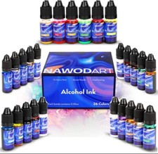 NAWODART Alcohol Ink Set - 26 Bottles Vibrant Colors Alcohol Inks
