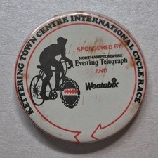 Vintage Weetabix tin pin badge Kettering Town Centre International Cycle Race