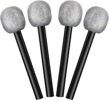 4 Pcs Fake Microphone Plastic Bling Glitter Microphone Prop Sparkly Popular Sing