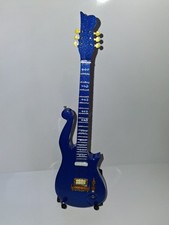 PRINCE Symbol Blue Metallic Tribute Miniature Guitar 25cm 10" w Stand REF12
