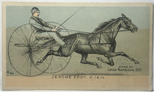 Sandy Lake Pa Victorian Trade Card JEROME EDDY Trotter Sulky Racehorse T Davis