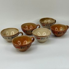 Vintage French Breton Cider 6 Speckled Assorted Stoneware Ceramic Mugs