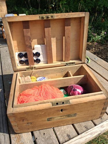 Vintage wooden sewing box - sewing, box,