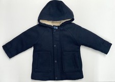 Zara Baby Shearling Hooded Coat sz 12-18 months Navy Coat 