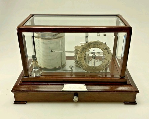 French barograph with - barograph, bevelled