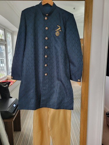 Mens turquoise sherwani top - mens,