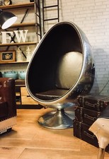 Aviator Swivel Egg Pod Chair Vintage Brown PU Leather Made To Order