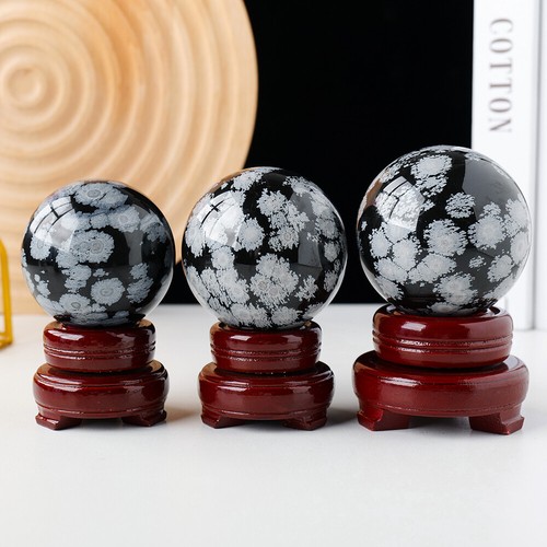 Snowflake obsidian ball sphere - obsidian,