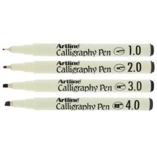 Artline EK240 Calligraphy Pens Black Ink Extra Fine Fine Medium Broad - Pack 4