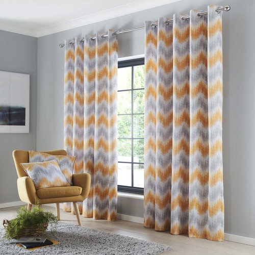 Curtains lined eyelet ochre