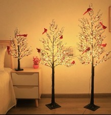 Lighted Christmas Tree Xmas White Birch Twig Tree with LED Light Indoor Outdoor