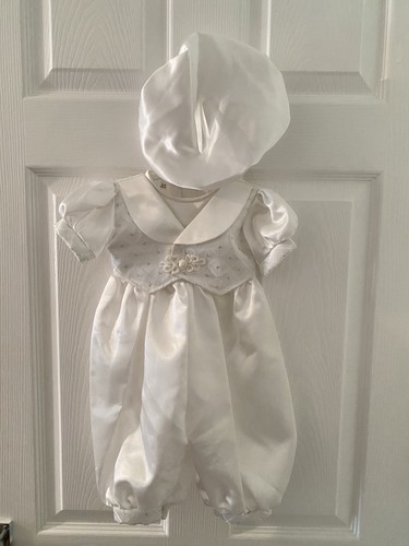 White satin boy baptismal - satin,