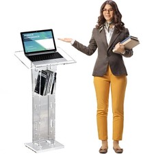 Acrylic Podium Portable Clear Presentation Lectern Stand Floor Standing Church