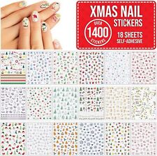 Christmas Nail Stickers Over 1400 for Children, Kids, Adults - 18 Sheets Self A