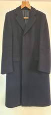 M&S mens smart long coat, pure wool, navy blue, 35-36in chest, vintage
