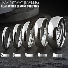 Tungsten Carbide Silver Polished Plain Wedding Band Ring 2mm 3mm 4mm 6mm 8mm