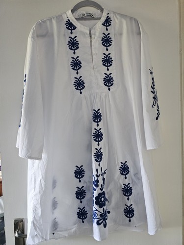 Zara blue embroidered white - blue,