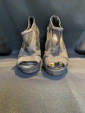 Size 8.5 Jessica Simpson Gold Glitter Sparkle Mesh Peep Toe Stiletto Heels