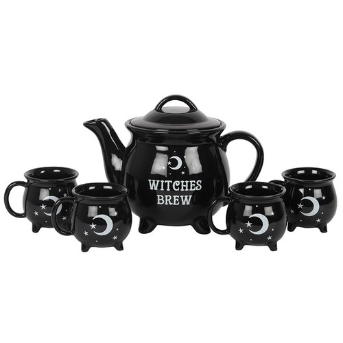 Witches brew cauldron tea set - cauldron,