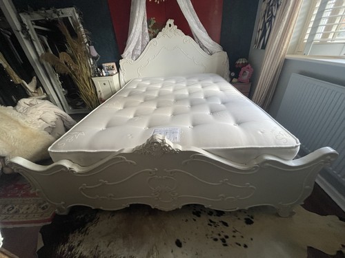 French carved wooden bed frame - french,